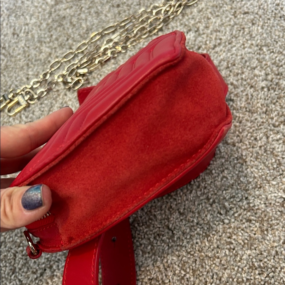 Maje Red Heart Crossbody or belt Bag Chain + leather belt - Picture 7 of 12